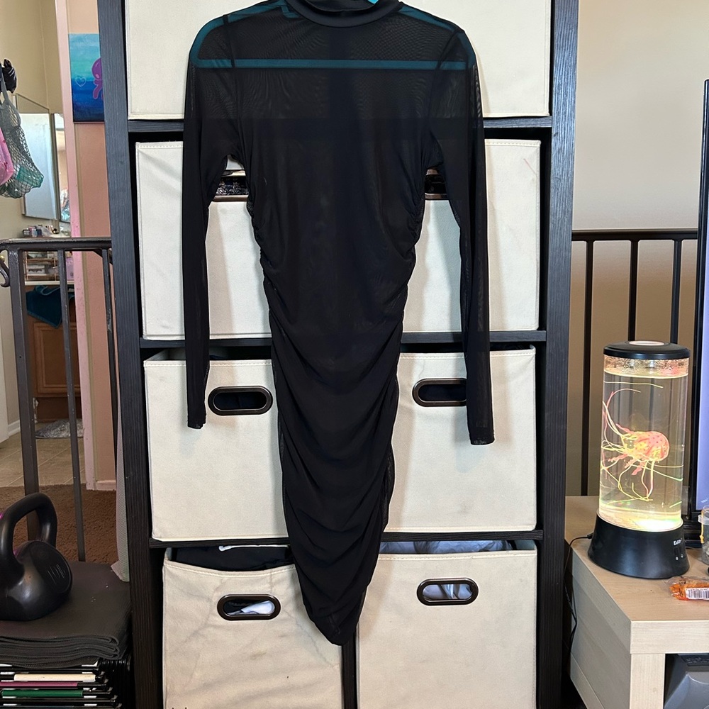 Sheer Black Long Sleeve Dress